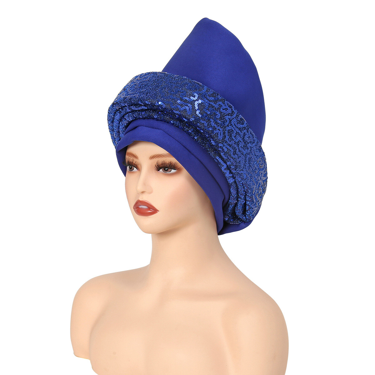 African Headtie Nigerian Auto Gele Turban Cap Women Sequins Bonnet Head Wrap Hat
