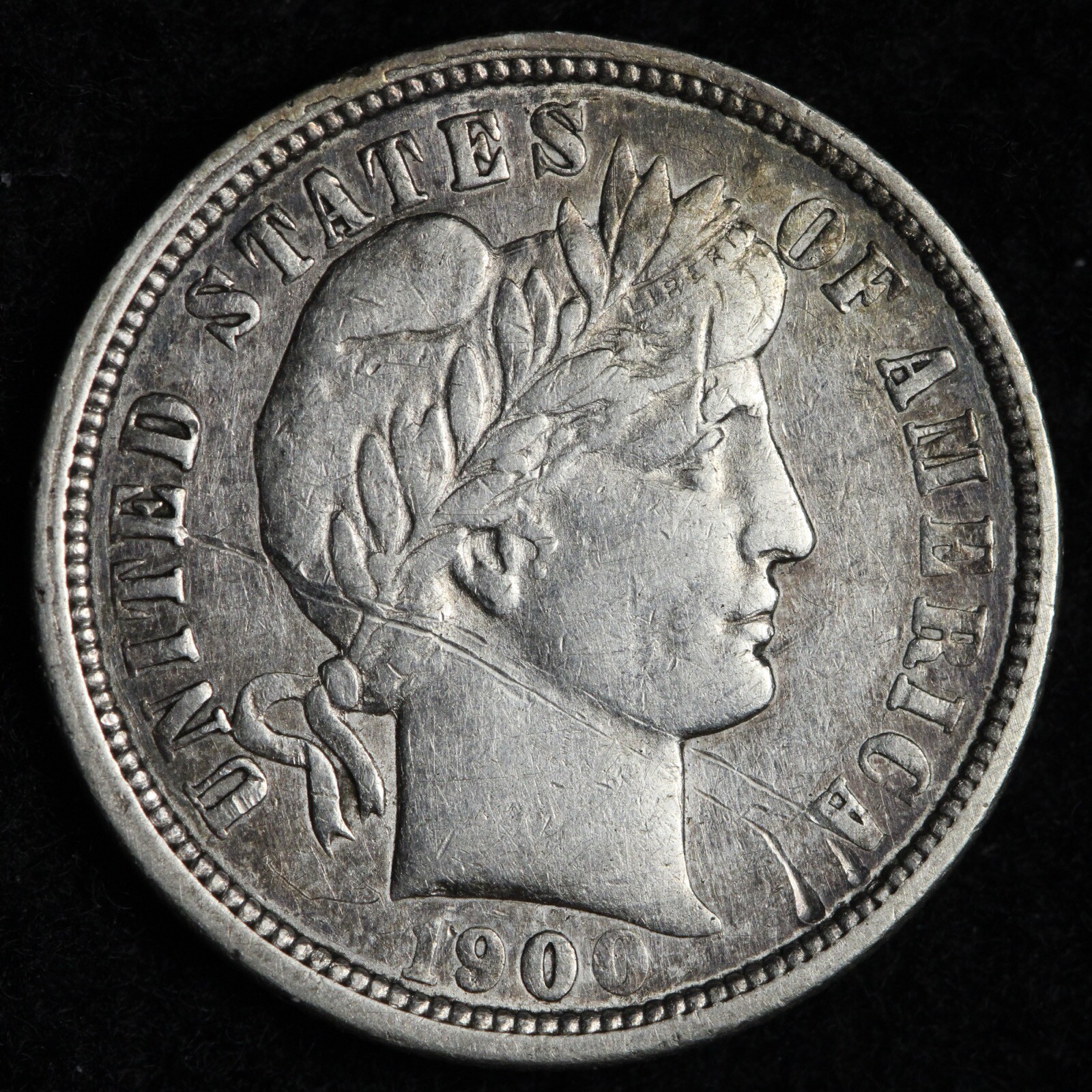 1900-O Barber Silver Dime AU E216 UCCM