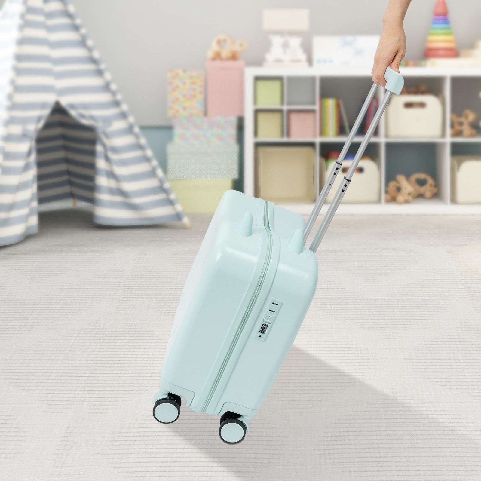 18" Kids Ride-On Suitcase Children's Luggage Case Rolling Luggage With Lock