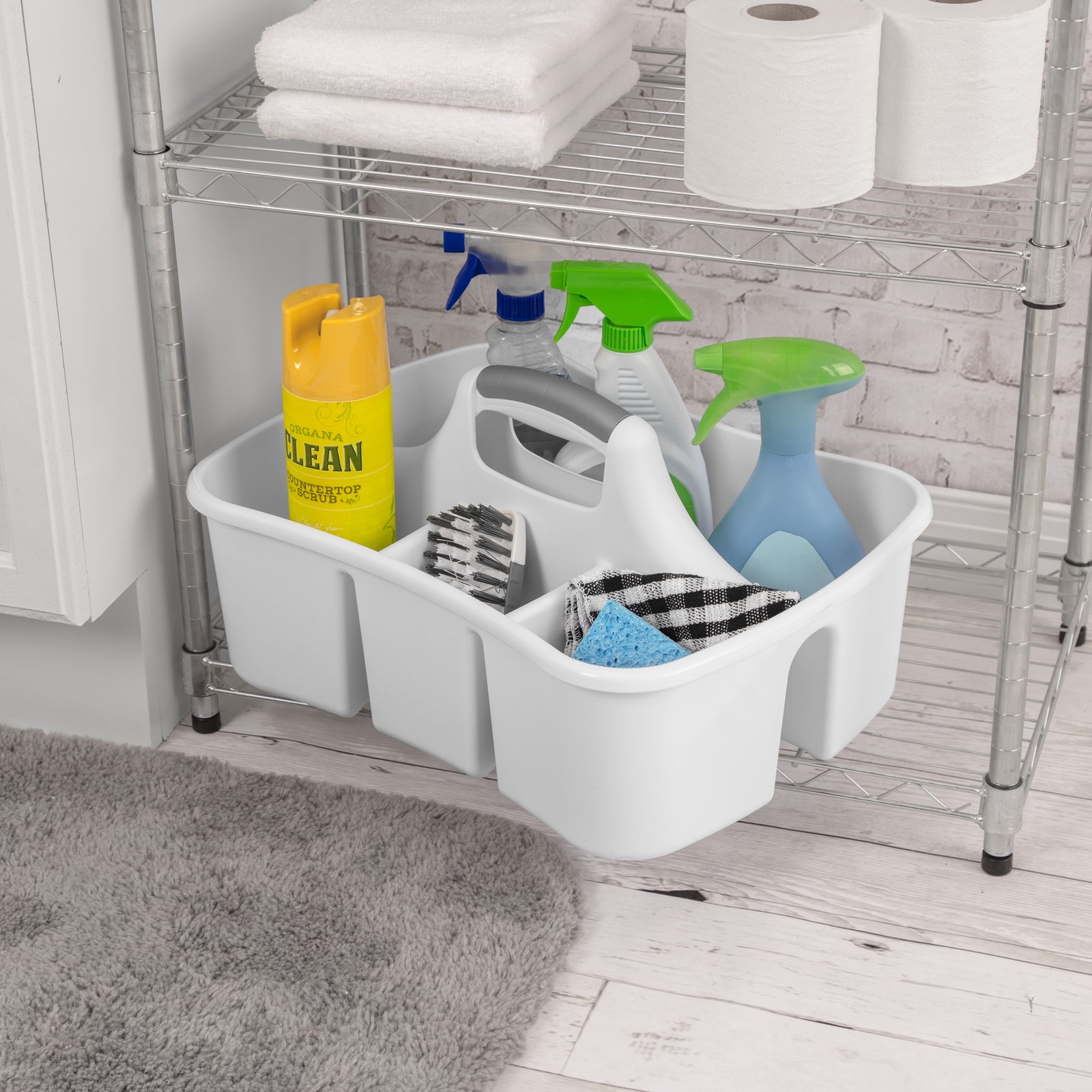 Divided Ultra™ Caddy, Easy Carry, Handy Plastic Utility Storage, White