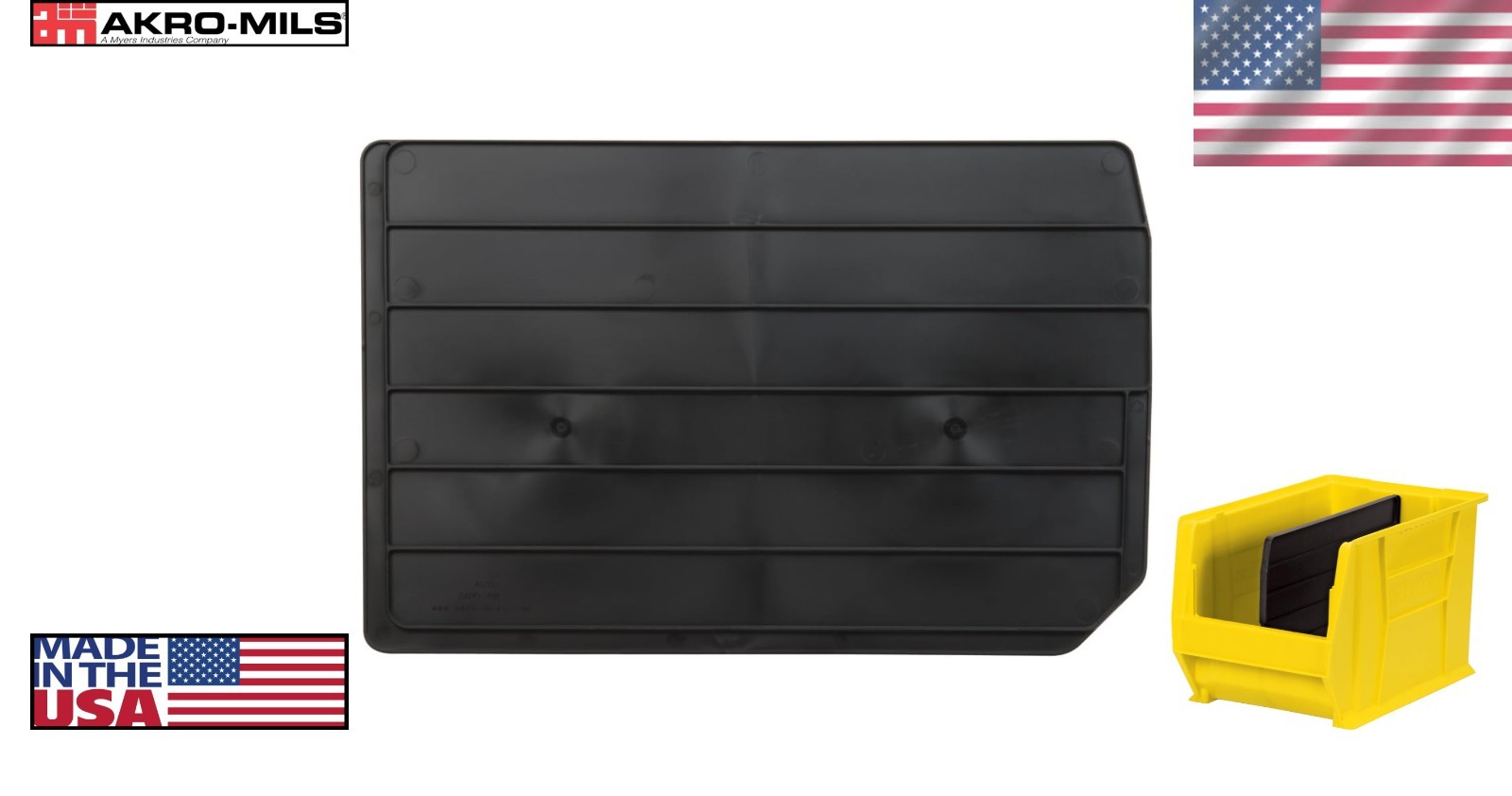 Customizable Length Dividers for AkroBins: 3-Pack Black Inserts for Organization