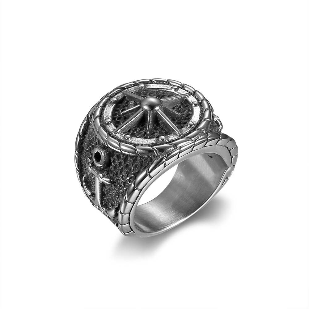 Mens Stainless Steel Nautical North Star Marine Compass Anchor Ring 7-15 Gift
