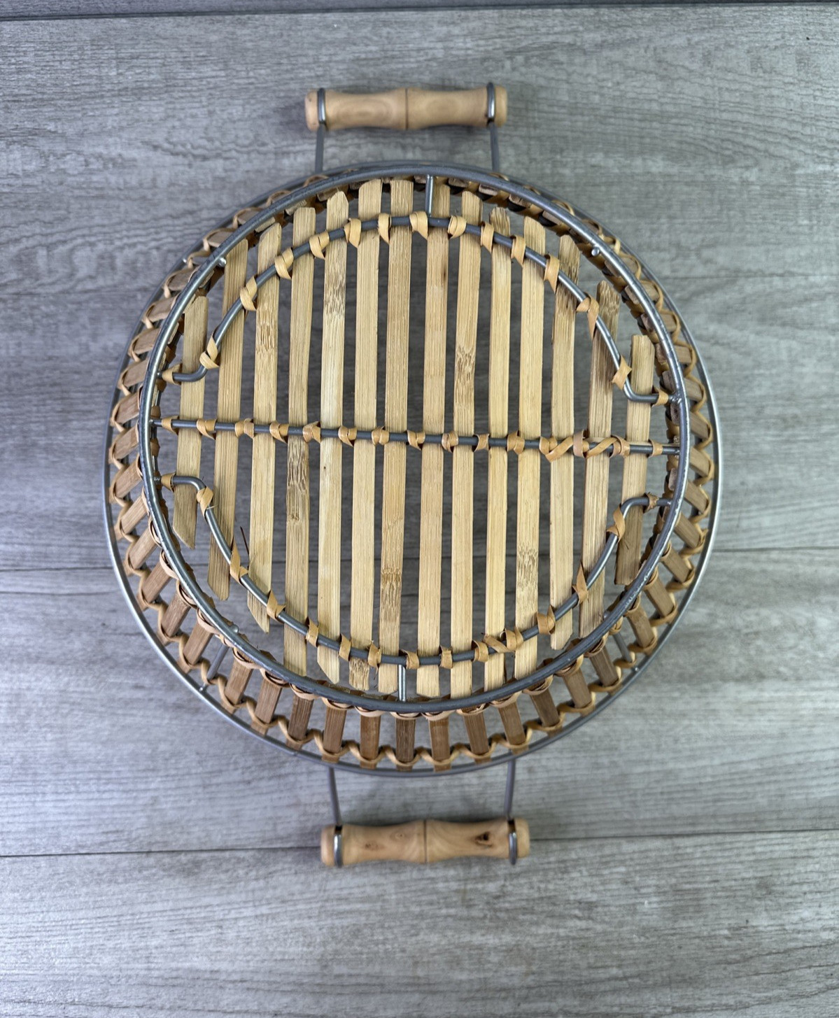 Unbranded Wicker Basket W/Handles Metal Frame
