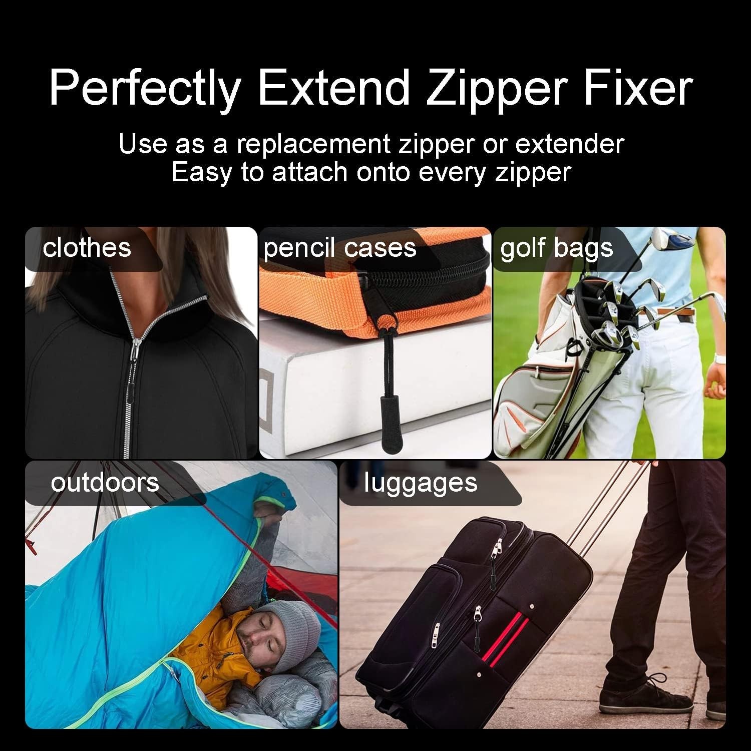 12Pack Zipper Pull Replacement, Golf Bag Parcord Zipper Pull Tab Replacement ...