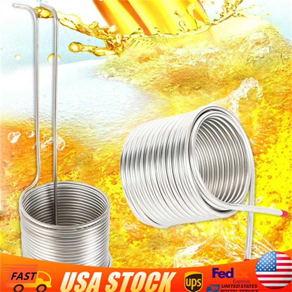 Stainless Steel Metal Coil Tube Immersion Wort Chiller Beer Wine Cooler For Home
