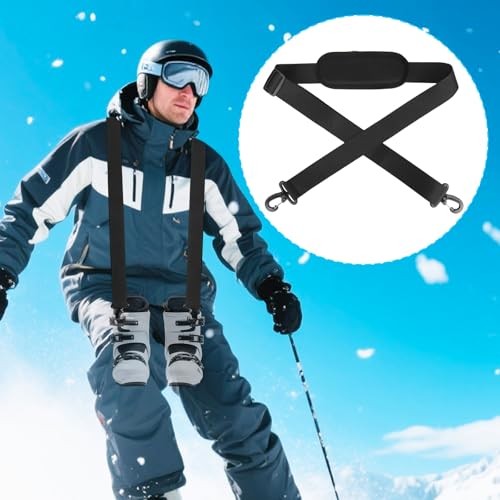 2pcs Ski Carrier Strap with Hook, Adjustable Anti-Slip Snowboard Shoulder