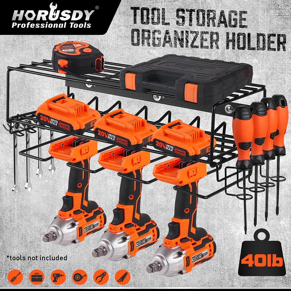 Power Tool Storage Drill Organizer Holder Rack 3 Layers Heavy Duty Wall Mount