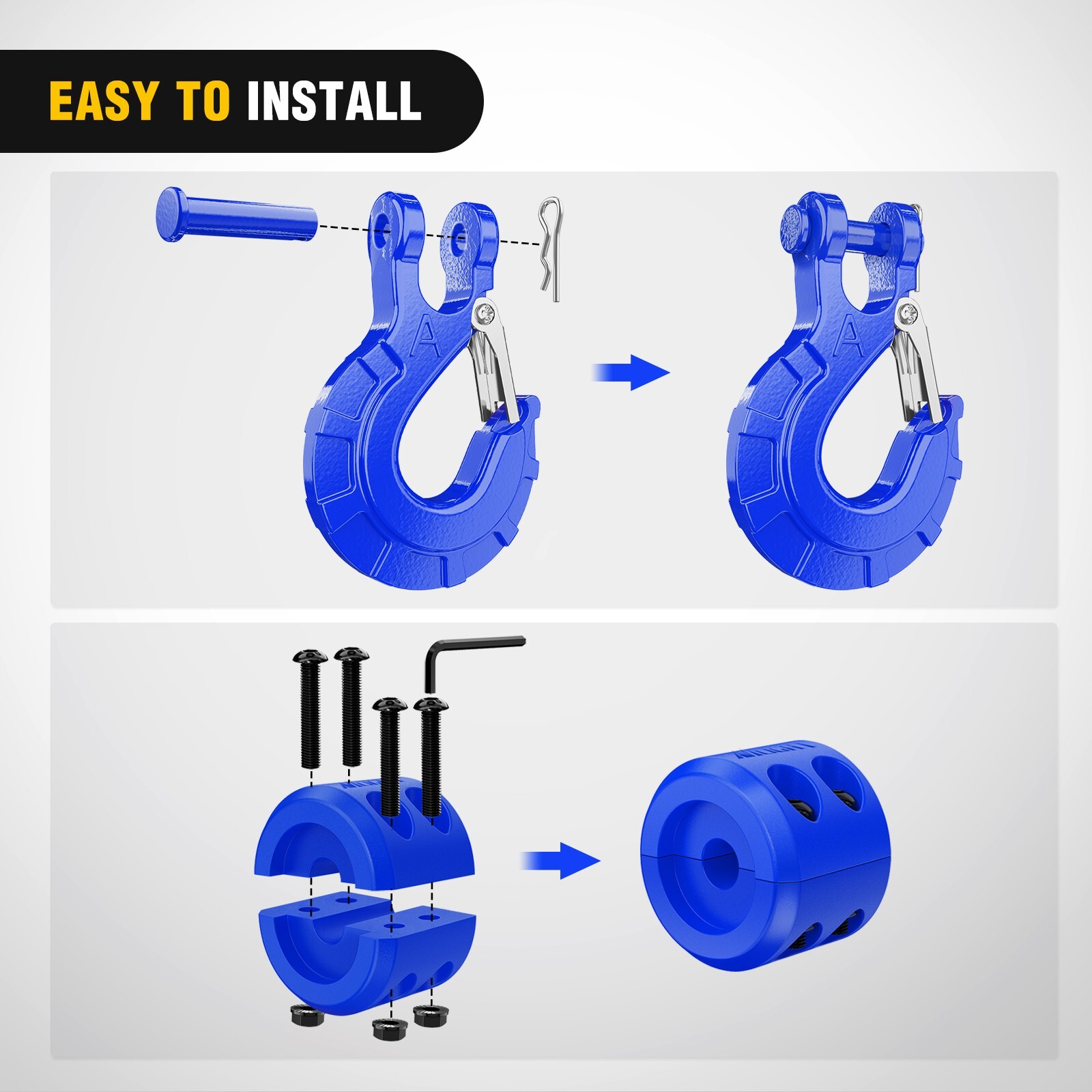 Nilight Forged Steel Winch Hook 3/8" Grade 70 Safety Latch Winch Cable Hook