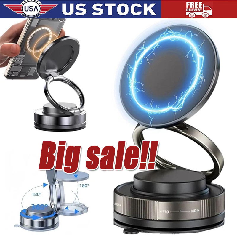 360° Vacuum Magnetic Phone Holder Suction Cup Car Mount with Foldable Stand LOT