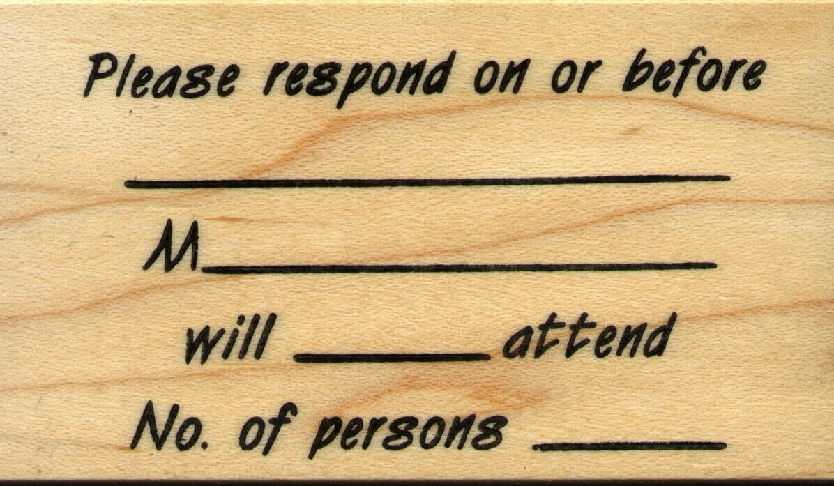 mounted rubber stamps   Respond B wood mount  2" X 3 1/2"