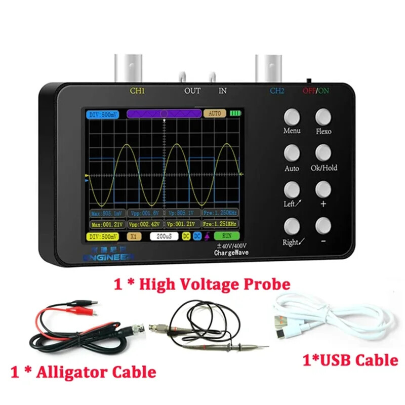 Dual Channels Digital Handheld Oscilloscope PWM 50M 10Mhz Sampling Rate 2.5KSa/S