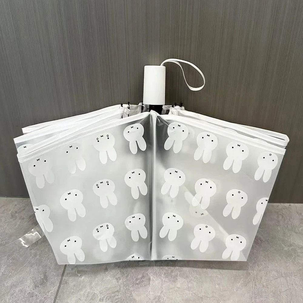 Automatic Folding Umbrella Cartoon Rabbit Print Transparent Portable Gift