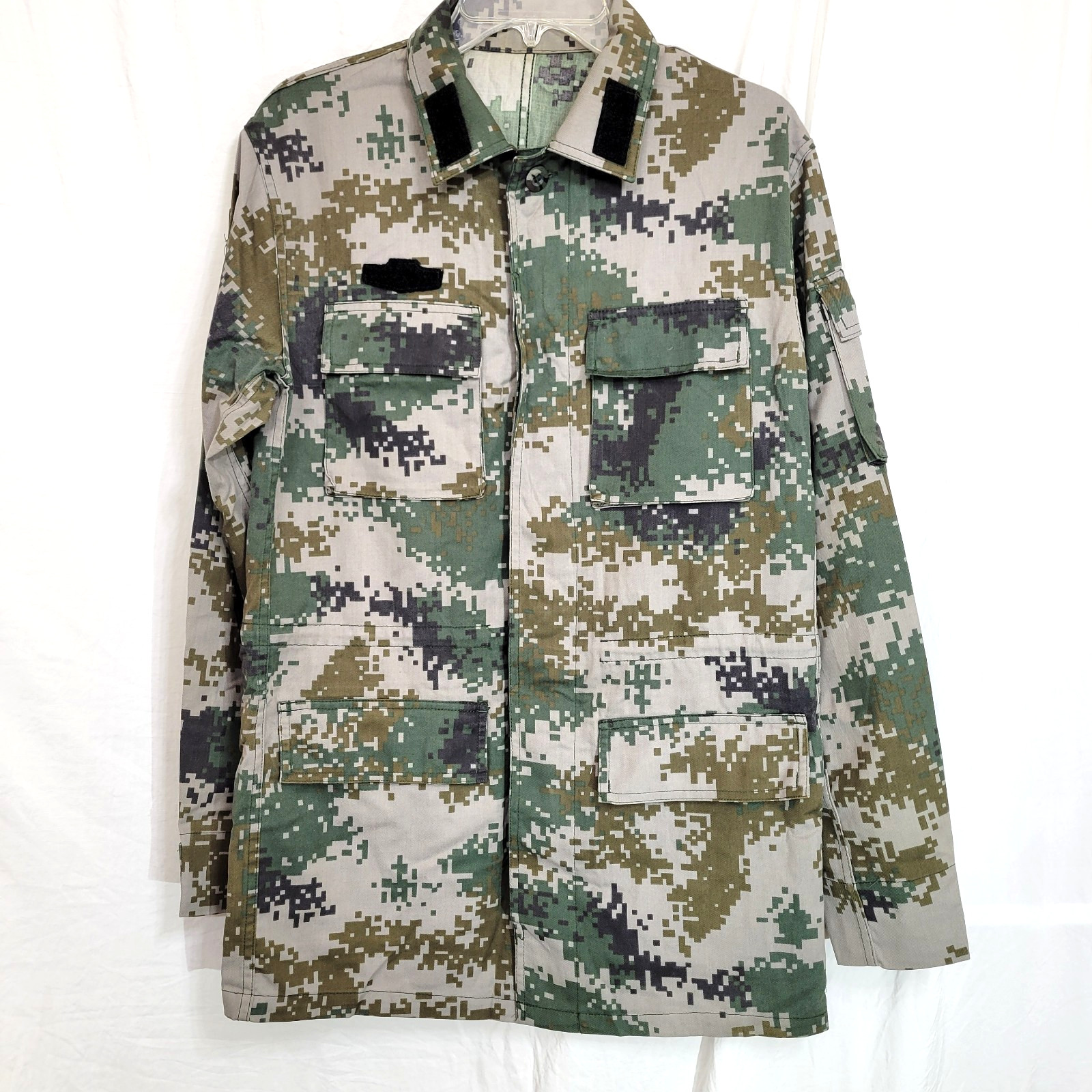 PLA Army Shirt M Woodland  Digital Camouflage Button Up  Military Long Sleeve