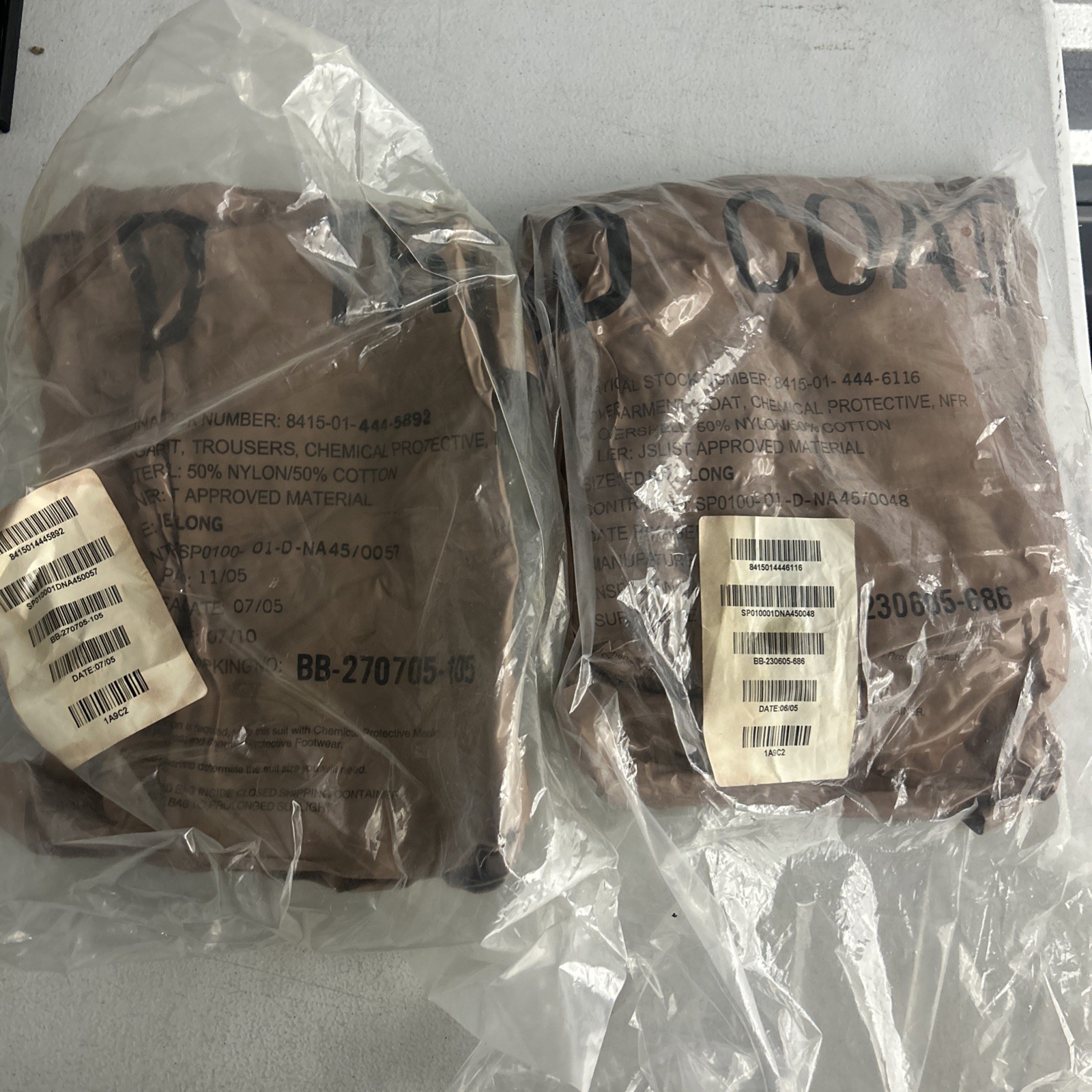 Military Chemical Protection Jacket And Pants 8415-01-444-6116 And 5892(pants)