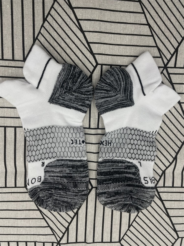 3Pairs Bombas Hex Tec Honeycomb Solid Women's White Ankle Sock Size Medium