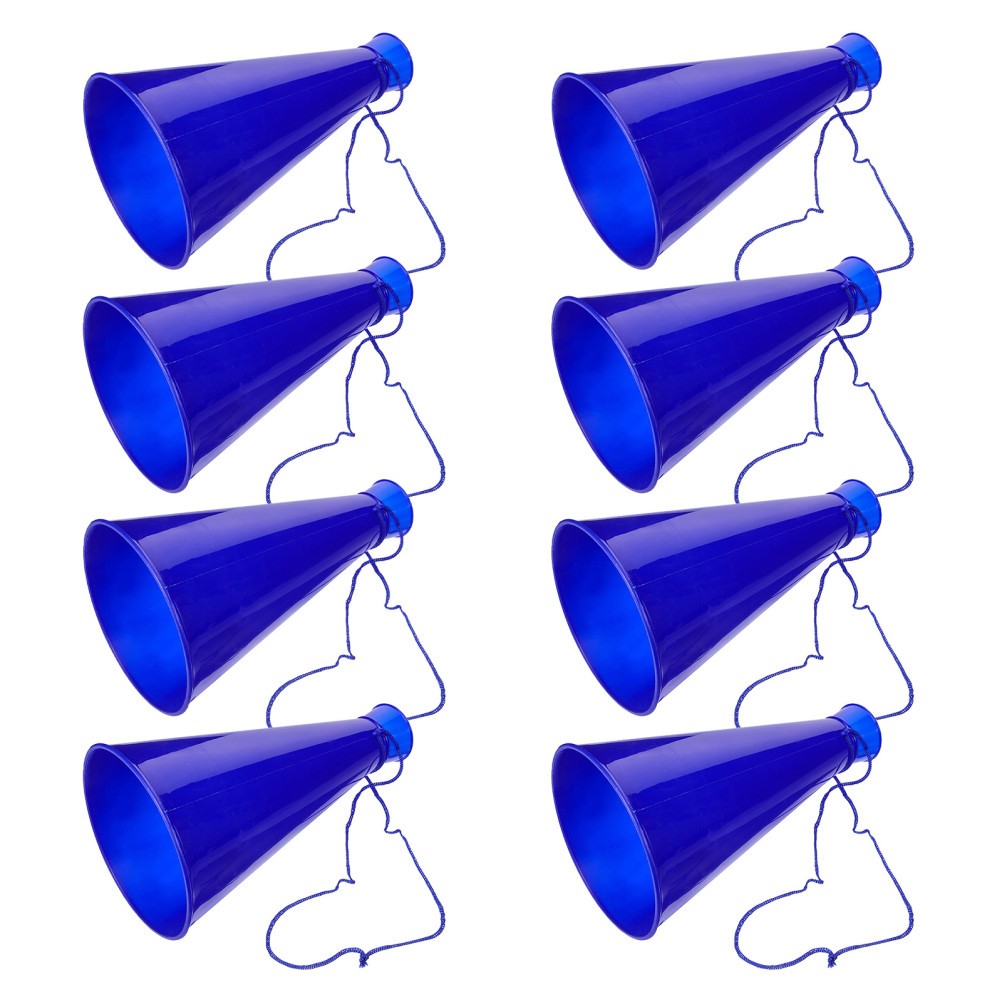 8pcs Cheer Megaphone: Plastic Blue Megaphone - Party Noisemaker for Sports