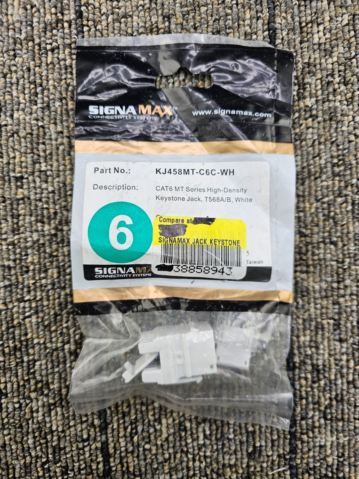 (QTY 4) Signamax KJ458MT-C6C-WH Cat 6 MT Series Keystone Jack - High Density