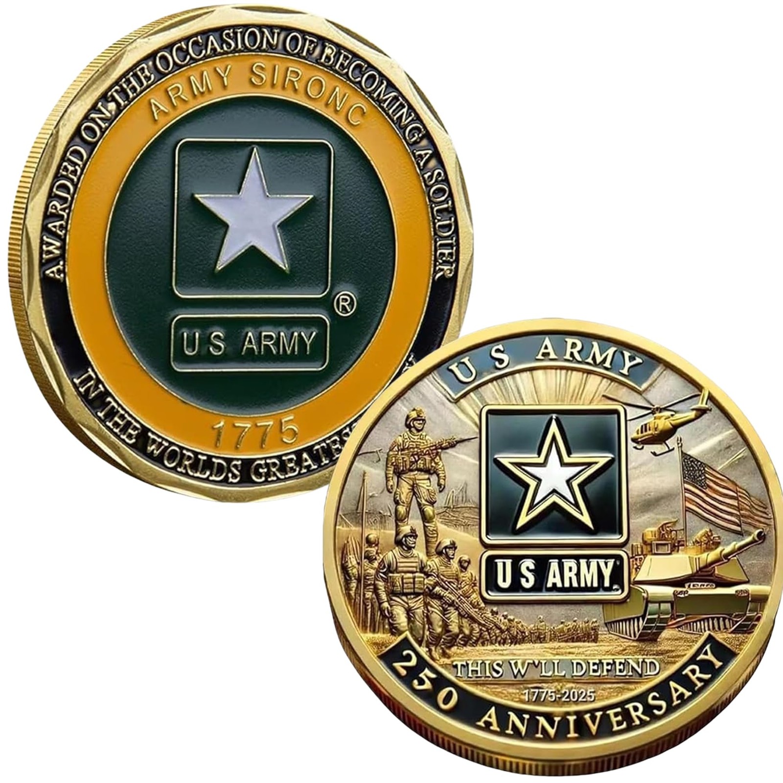Army 250th Anniversary Challenge Coin – 1.57" Double-Sided 1.57 Inches