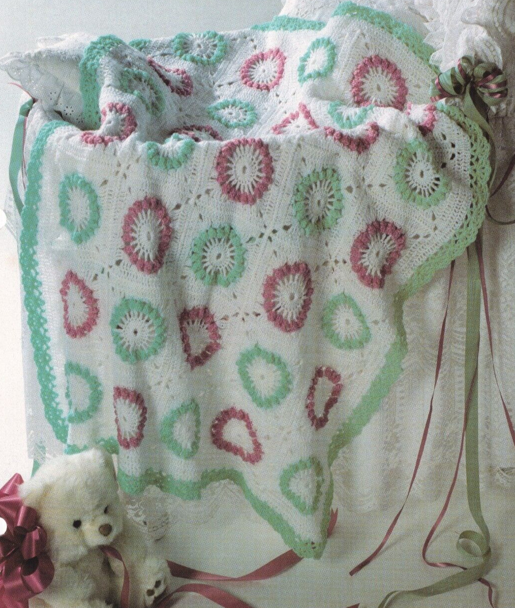Afghan Crochet Pattern POPCORN WHEELS Baby Love Needlecraft Shop