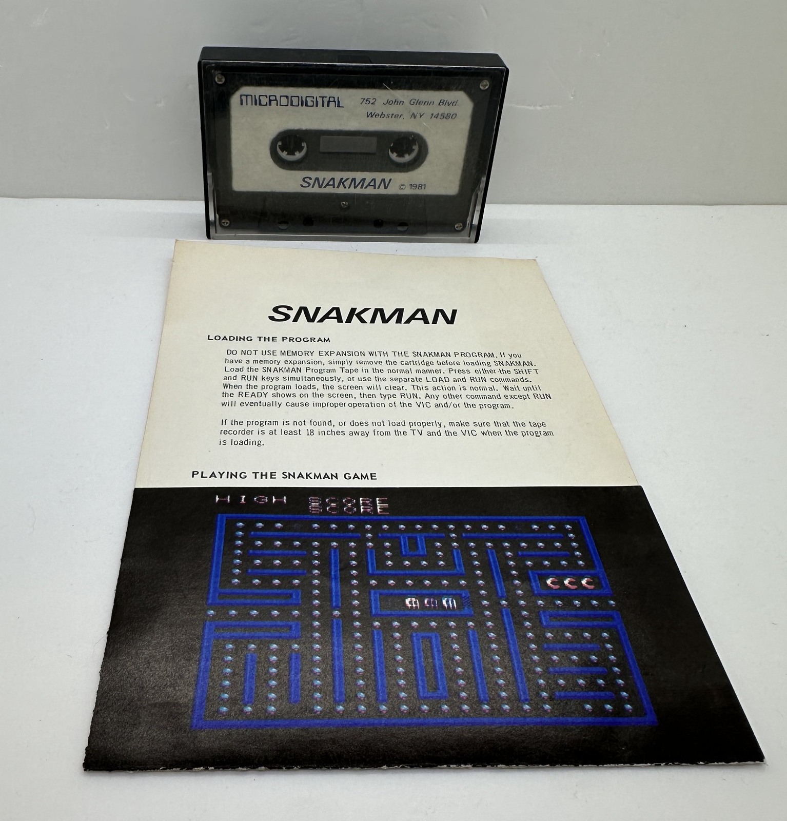 1981 Commodore VIC-20 Microdigital Snakman Cassette With Instructions