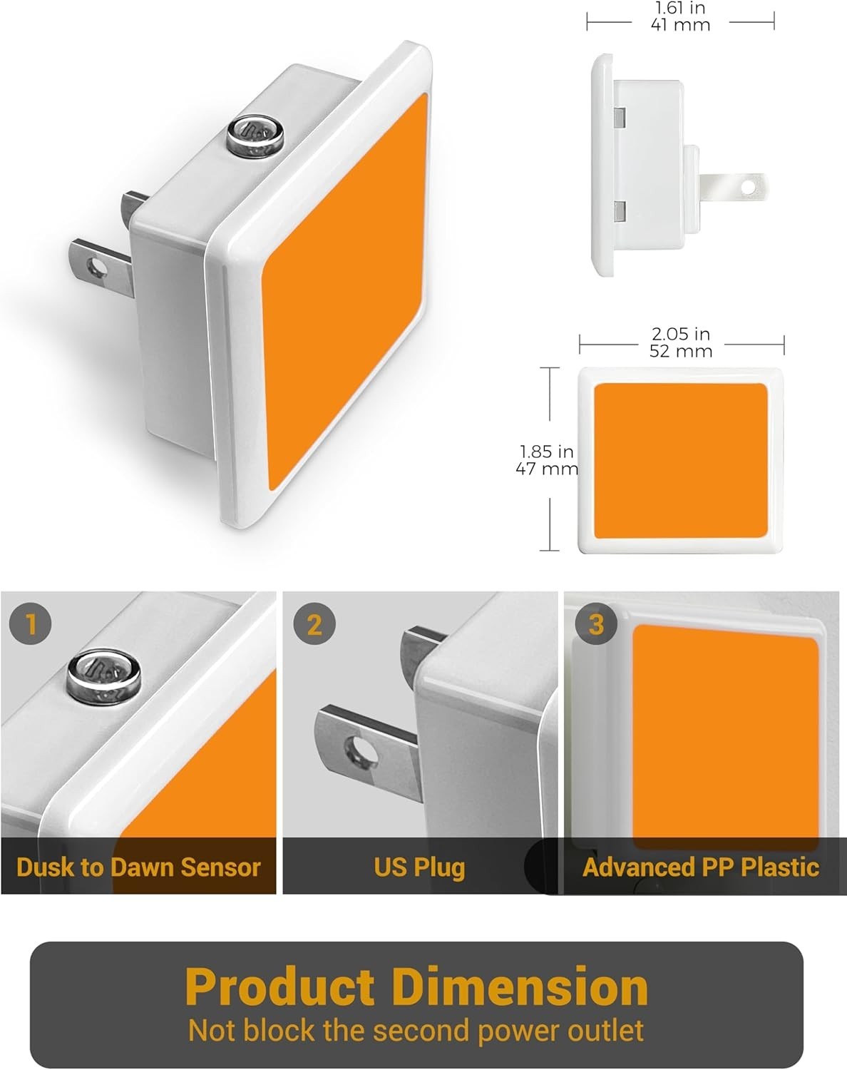 Amber Night Light[2 Pack], Night Lights Plug into Wall, LED Plug in Nightligh...