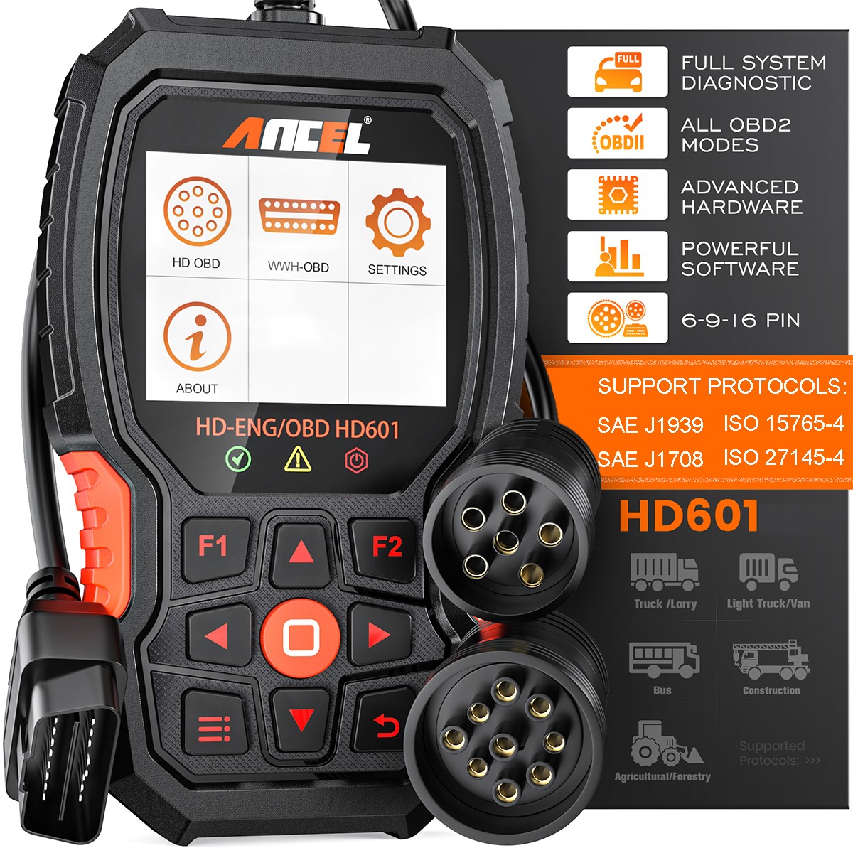 All Systems HD OBD Scanner ABS DTC Engine Check for Diesel Heavy Duty Trucks