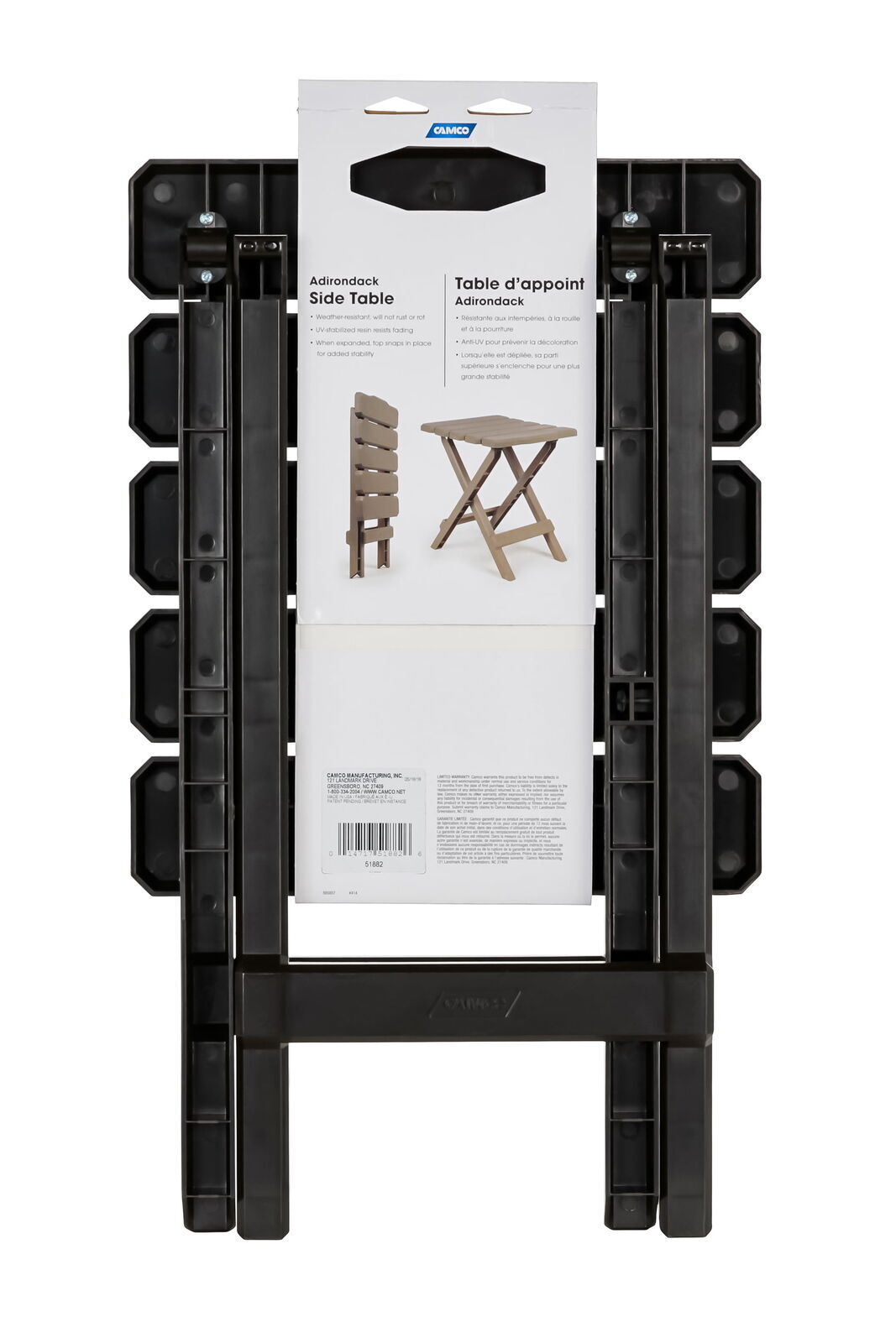 Quick-Folding Adirondack Table | Ideal for Camping, Patios, Durable ABS Plastic