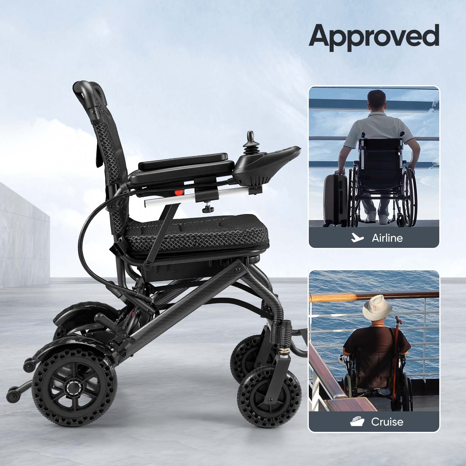 Lightweight 38Lb Foldable Electric Wheelchair Intelligent 300Lb All Terrain FDA
