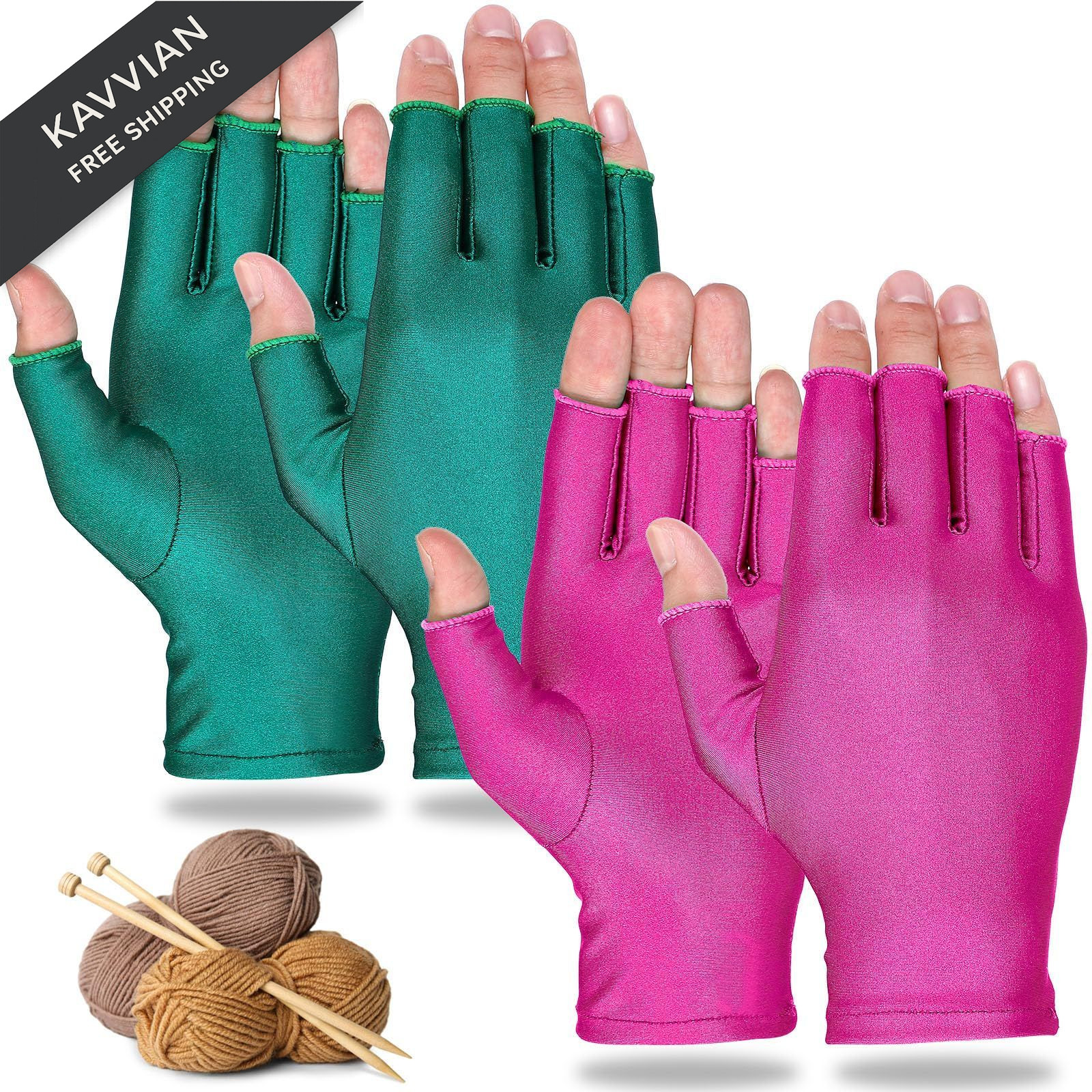 2 Pairs Craft Gloves Compression Fingerless Knitting Quilting Typing Gloves