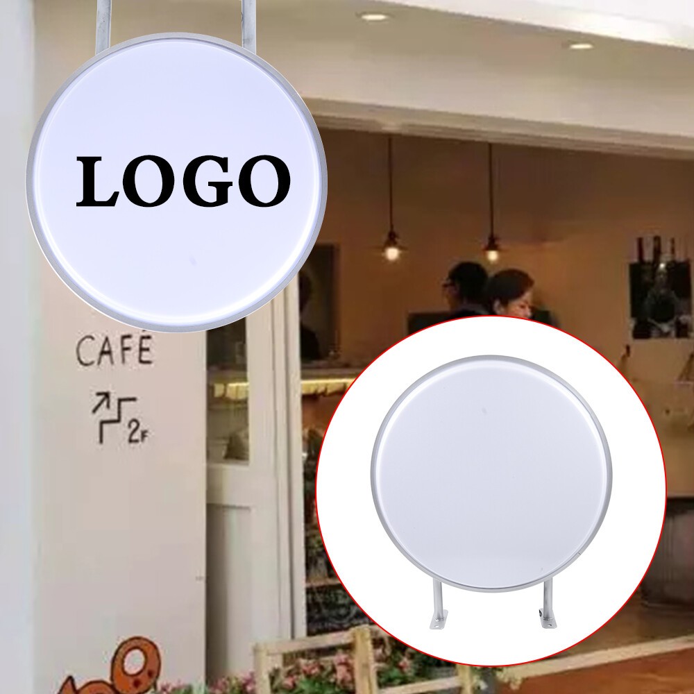 24" LED Double Sided Round Light Box Outdoor Sign Advertising Projecting Light