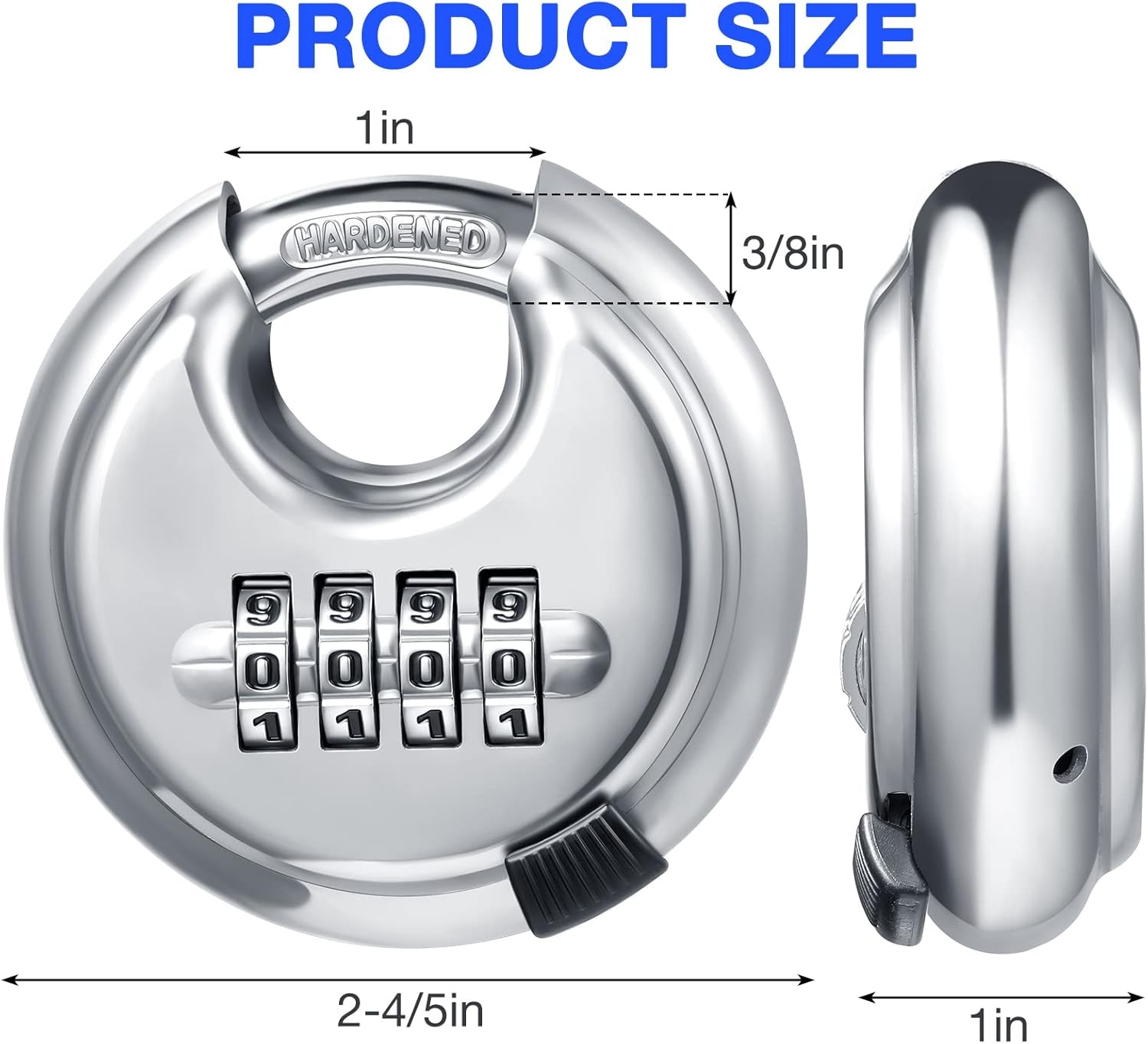 10-Pack 4-Digit Combination Padlock with Stainless Steel Dial (Silver)