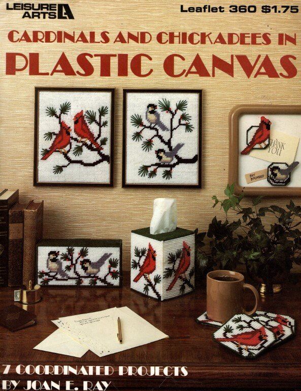 OOP!! LA#360 CARDINALS AND CHICKADEES IN PLASTIC CANVAS 7 DESIGNS