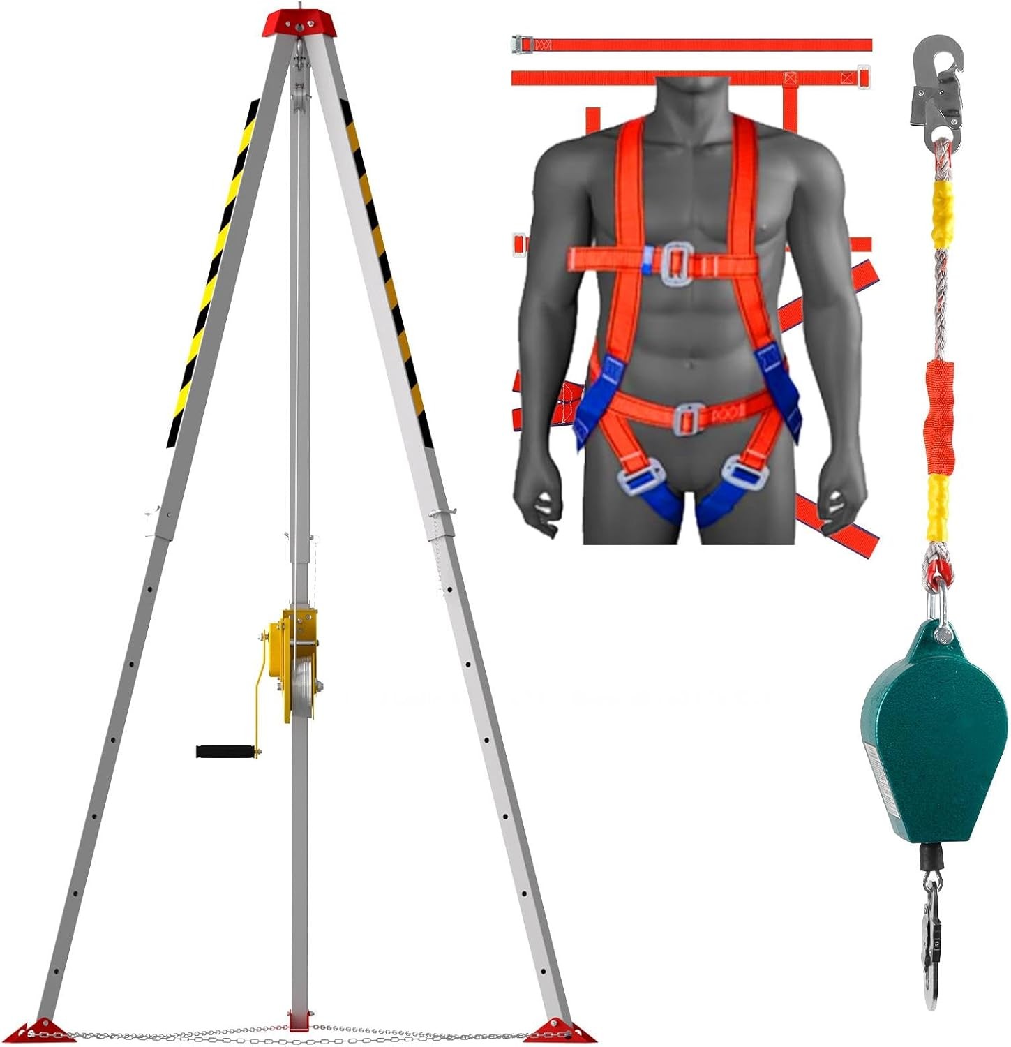 Confined Space Tripod Kit Aluminum Alloy Rescue Tripod 2600lbs,Emergency Rescue