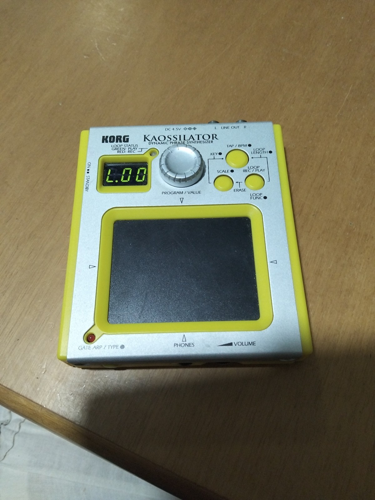 Korg Kaossilator KO-1 Dynamic Phrase Synthesizer Yellow Tested Working