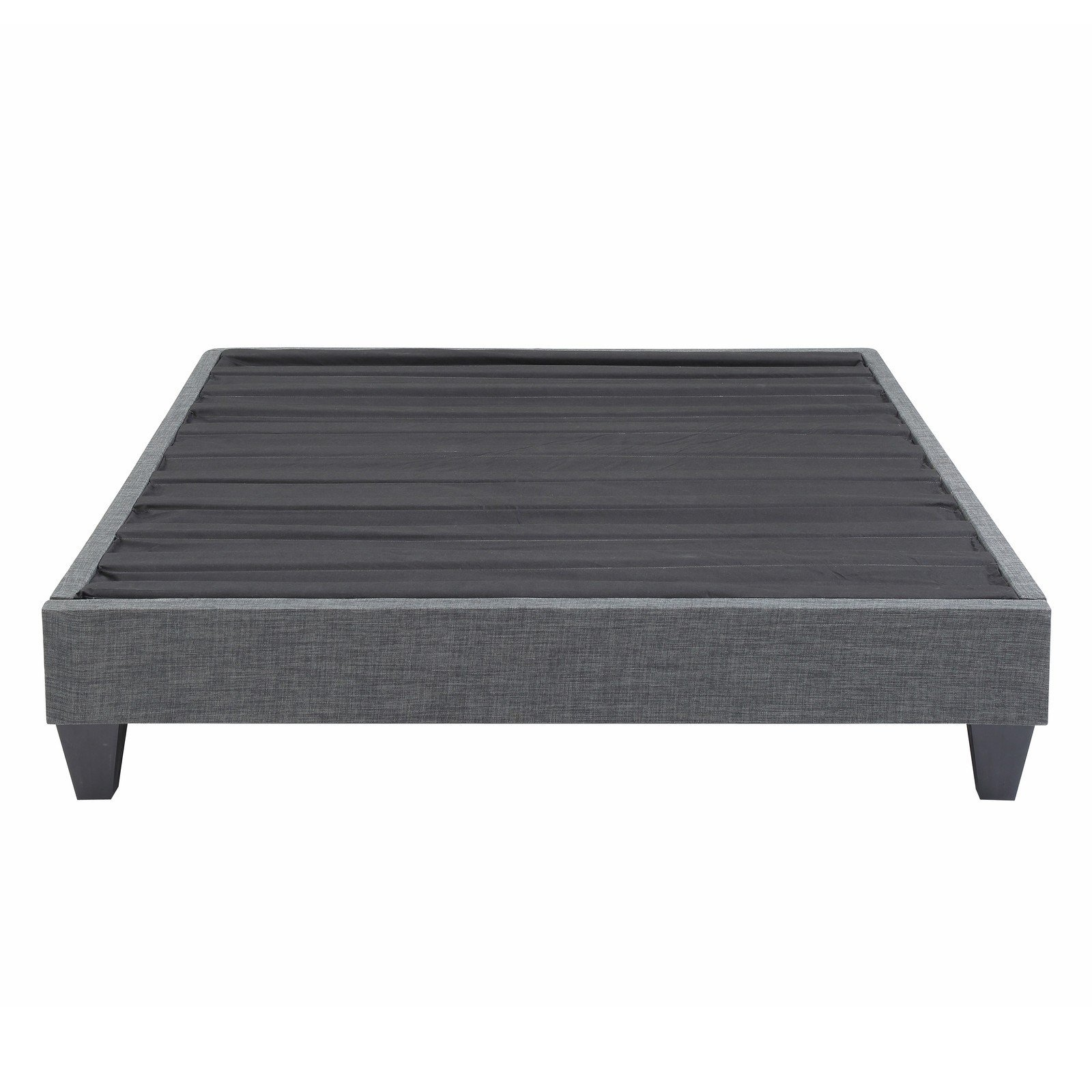 Grey Polyester Upholstered Platform Bed Frame, California King