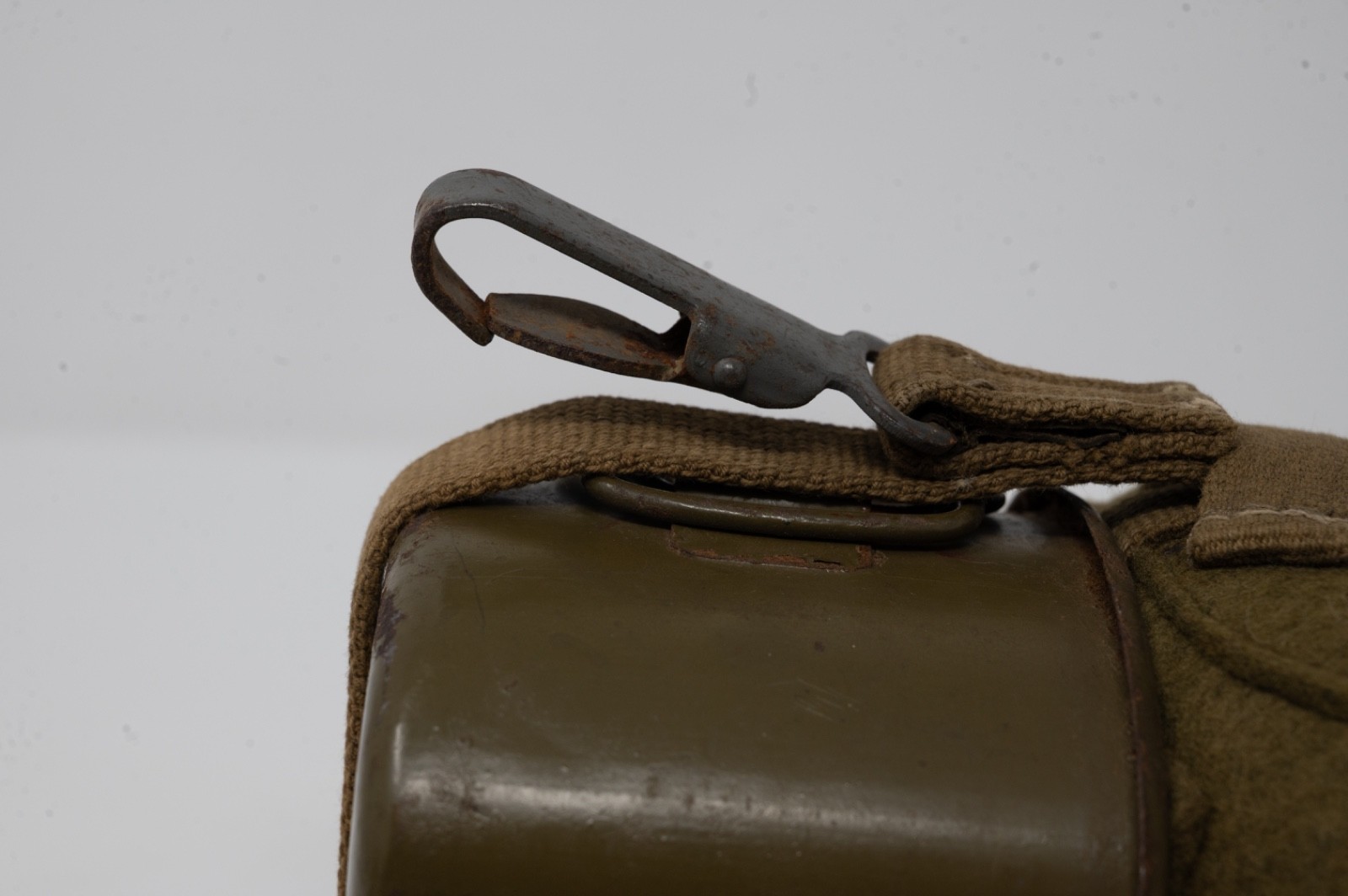 RARE Original German WWII Canteen with GREEN ENAMEL CUP Vintage Wehrmacht