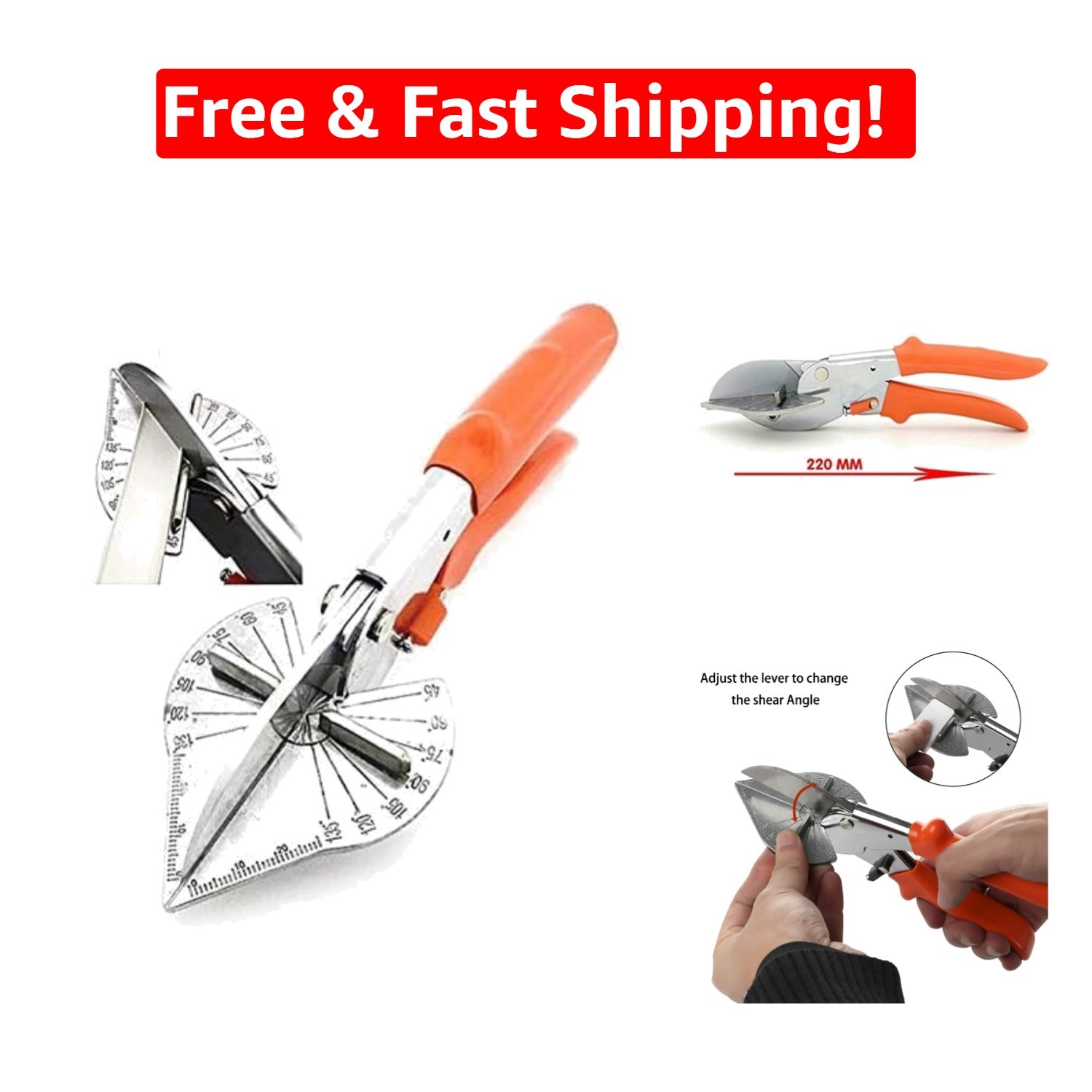 Lightweight 220mm Multi-Angle Miter Cutter - Ergonomic Shears for All Materials