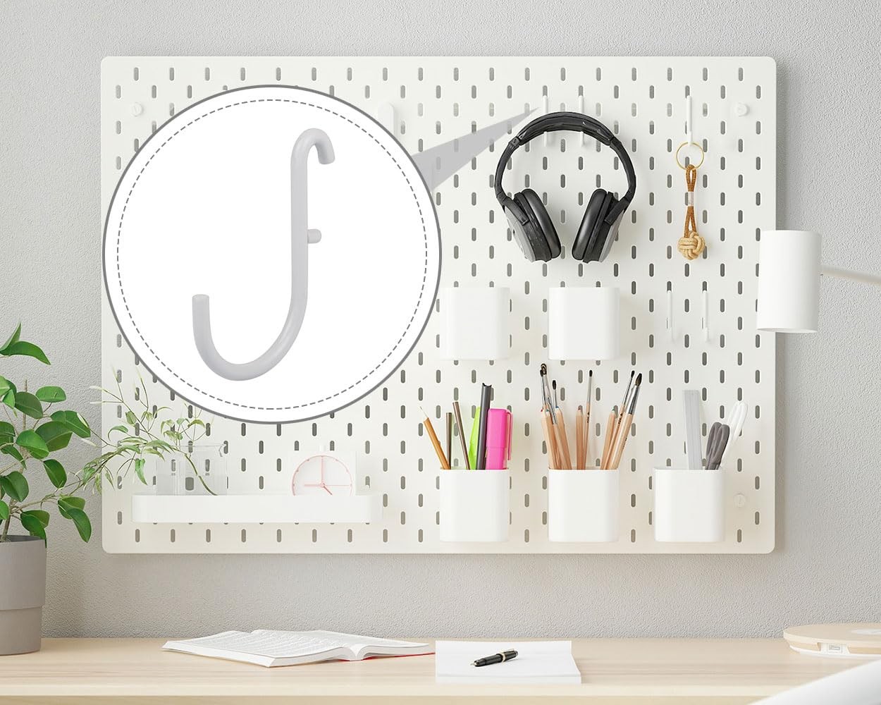 coiyie Pegboard Hooks Compatible with IKEA Skadis 12 Pack White