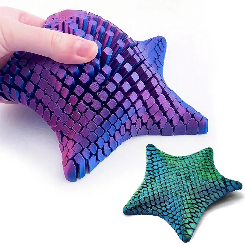 Fidget Toy Flexible Desk Decor 3D Printed Articulated Starfish Stress Relief Gif