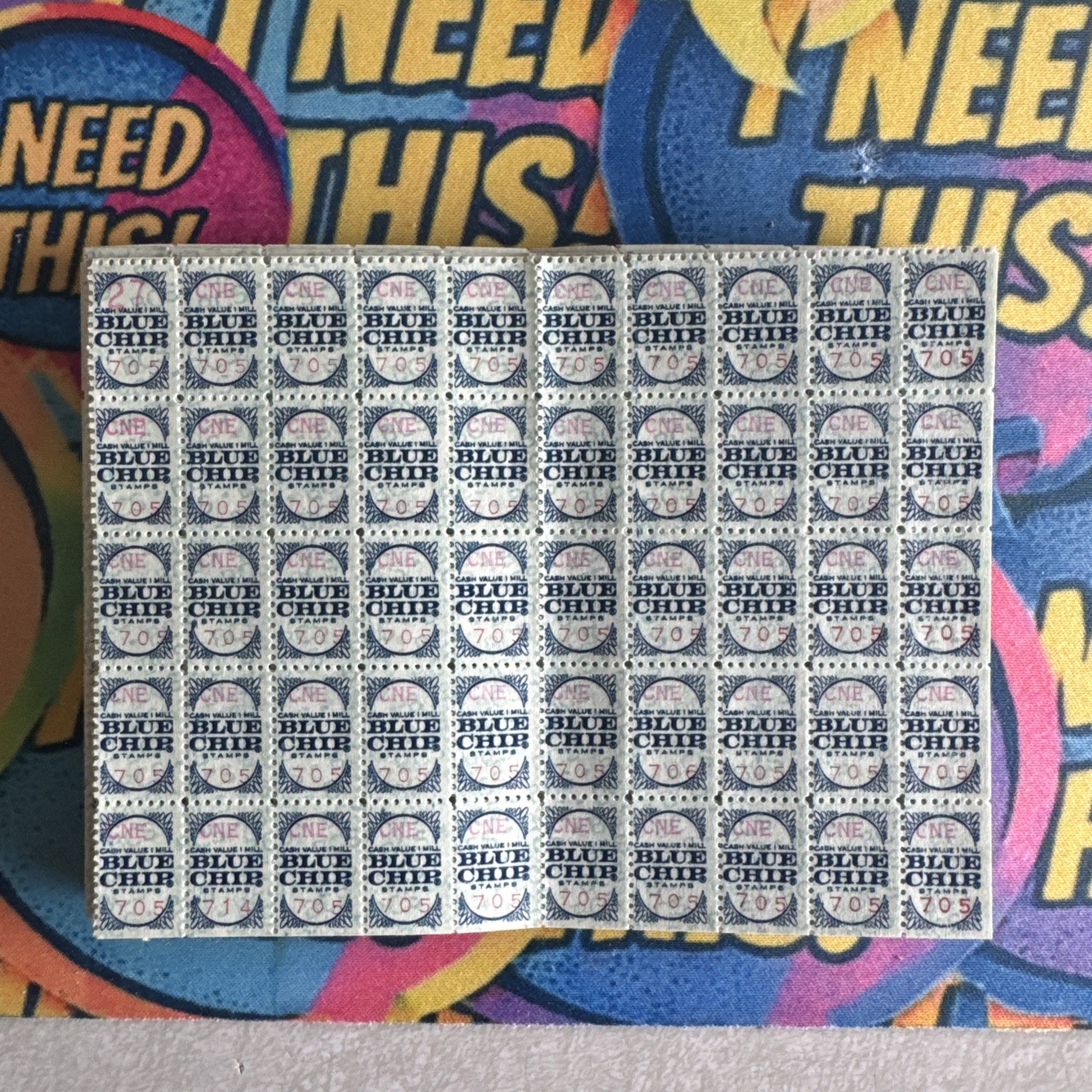 Blue Chip Trading Stamps 1 Sheet  Unused Numerical Numbers Vary And ship Random