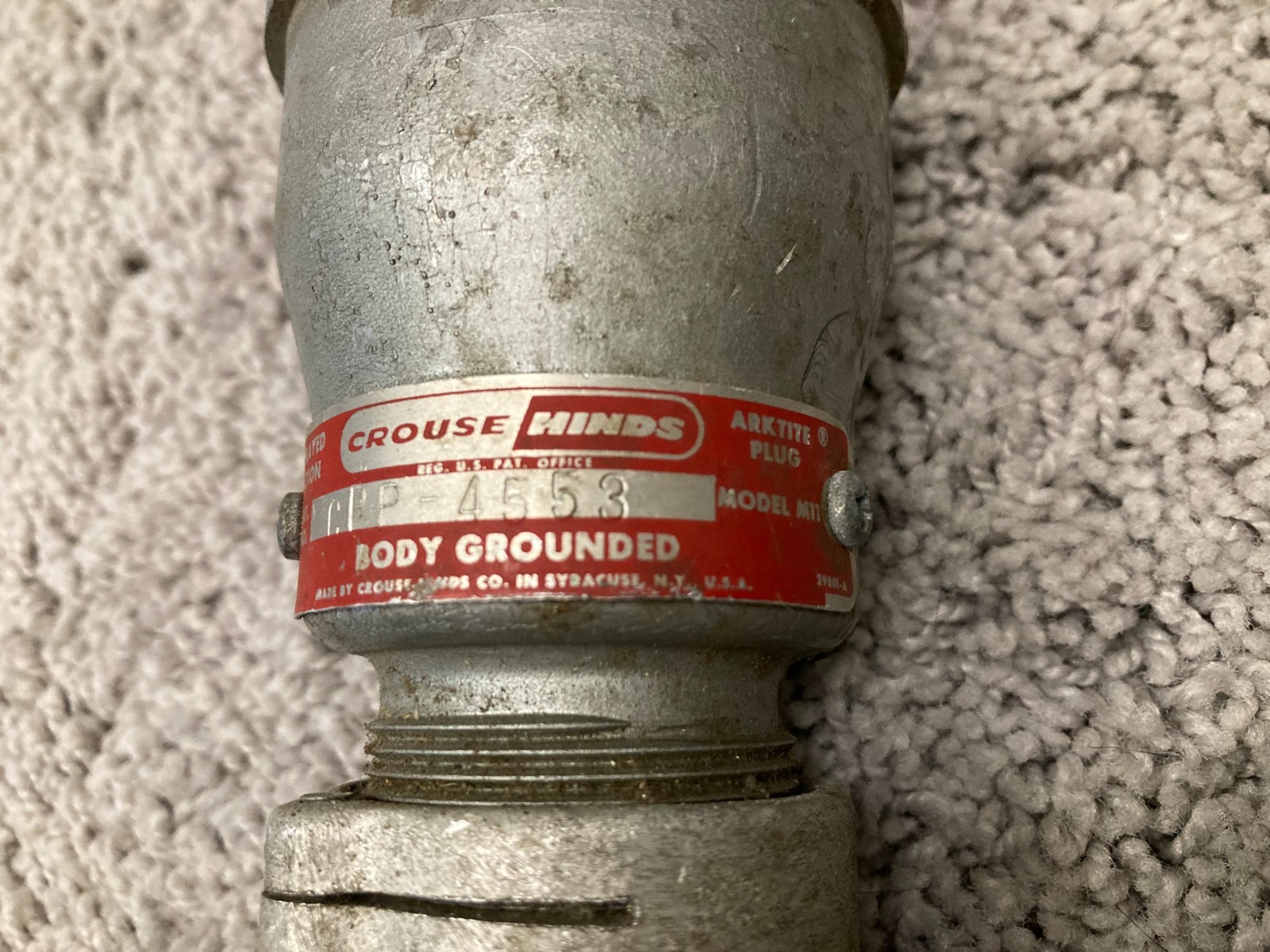 Vintage CROUSE-HINDS CRP4553 ARKTITE EXPLOSION-PROOF DELAYED-ACTION PLUG