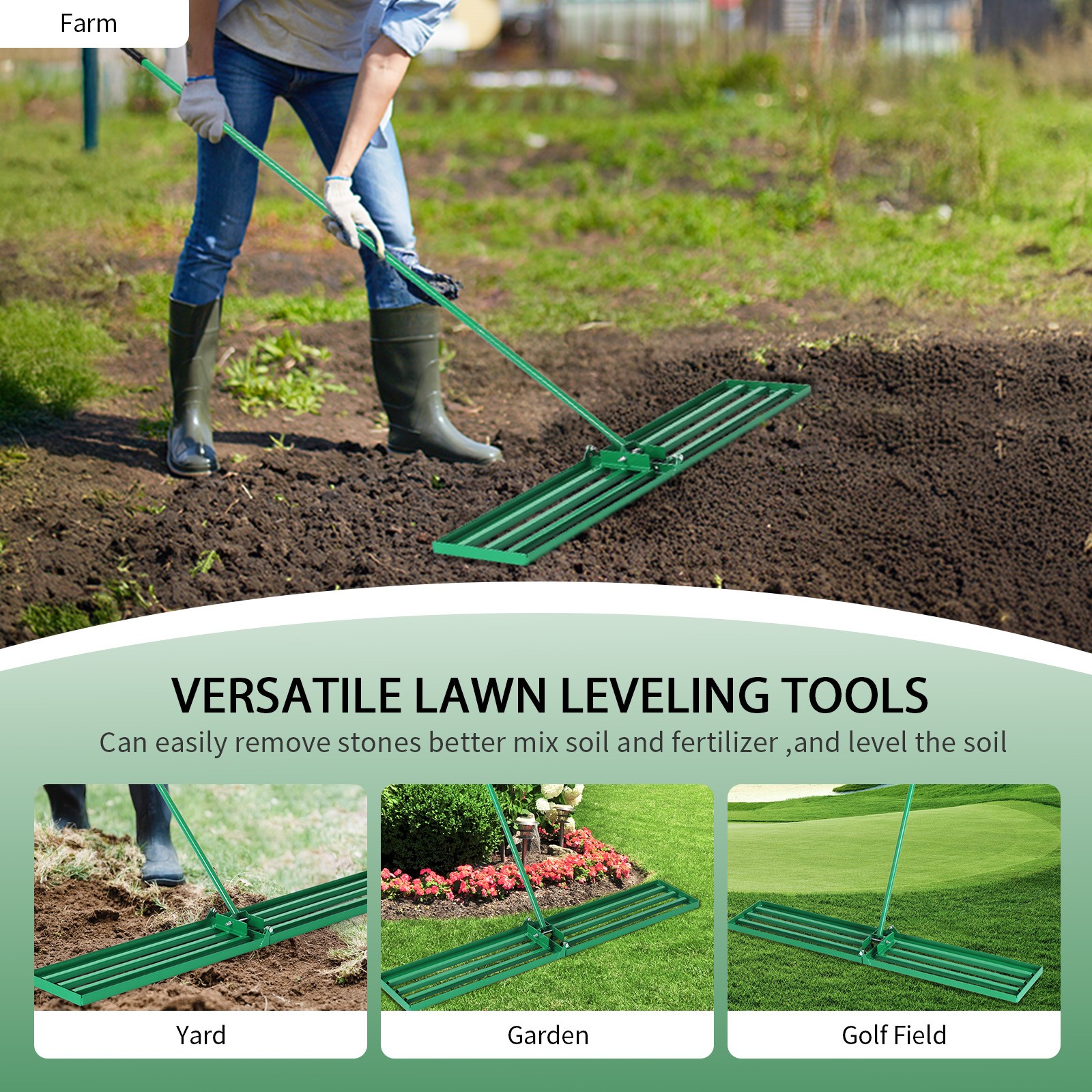 36*9.8*75inch Lawn Leveling Rake