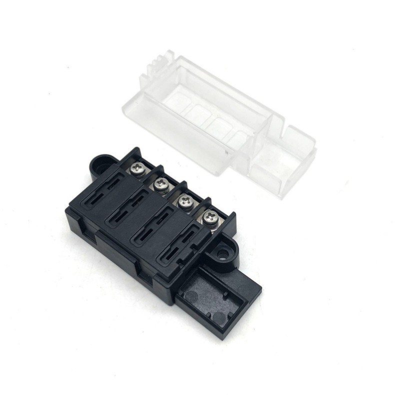 Black 4-Way Fuse Box 92.5 mm x 43.8 mm x 32.1 mm for ATC For RV Vehicles