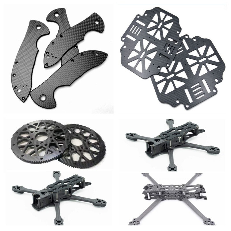 Carbon Fiber Sheet Plate Panel Custom CNC Cut Process Carve FPV Drone Arm Frame