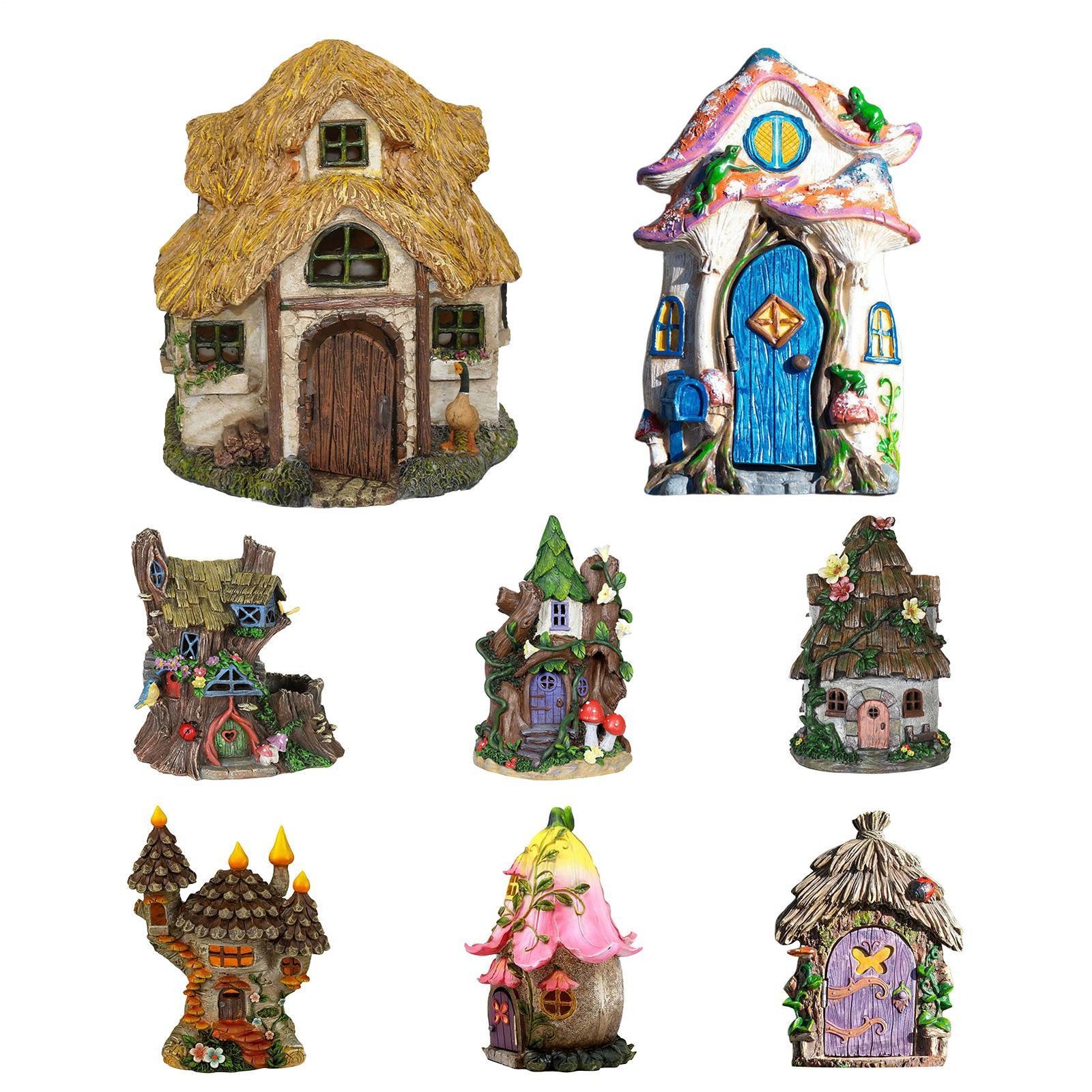 Door Figurines Elf Home Wooden Fairy Garden Window Door Art Home Decoration