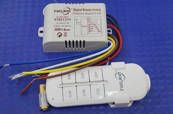 4 Way Light Lamp Digital Wireless Remote Controller Switch ON/OFF 110-240V New