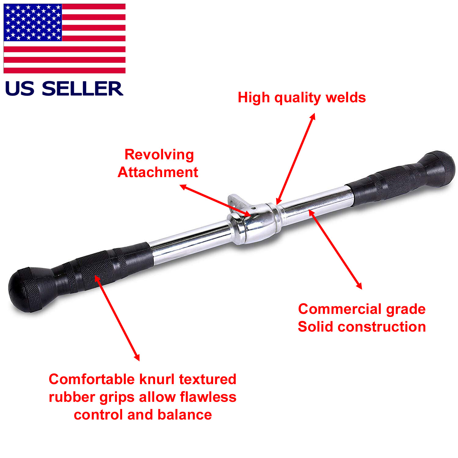 Home Gym Attachments Tricep Rope Lat Bar Press Down Cable Machine Curl Pulldown