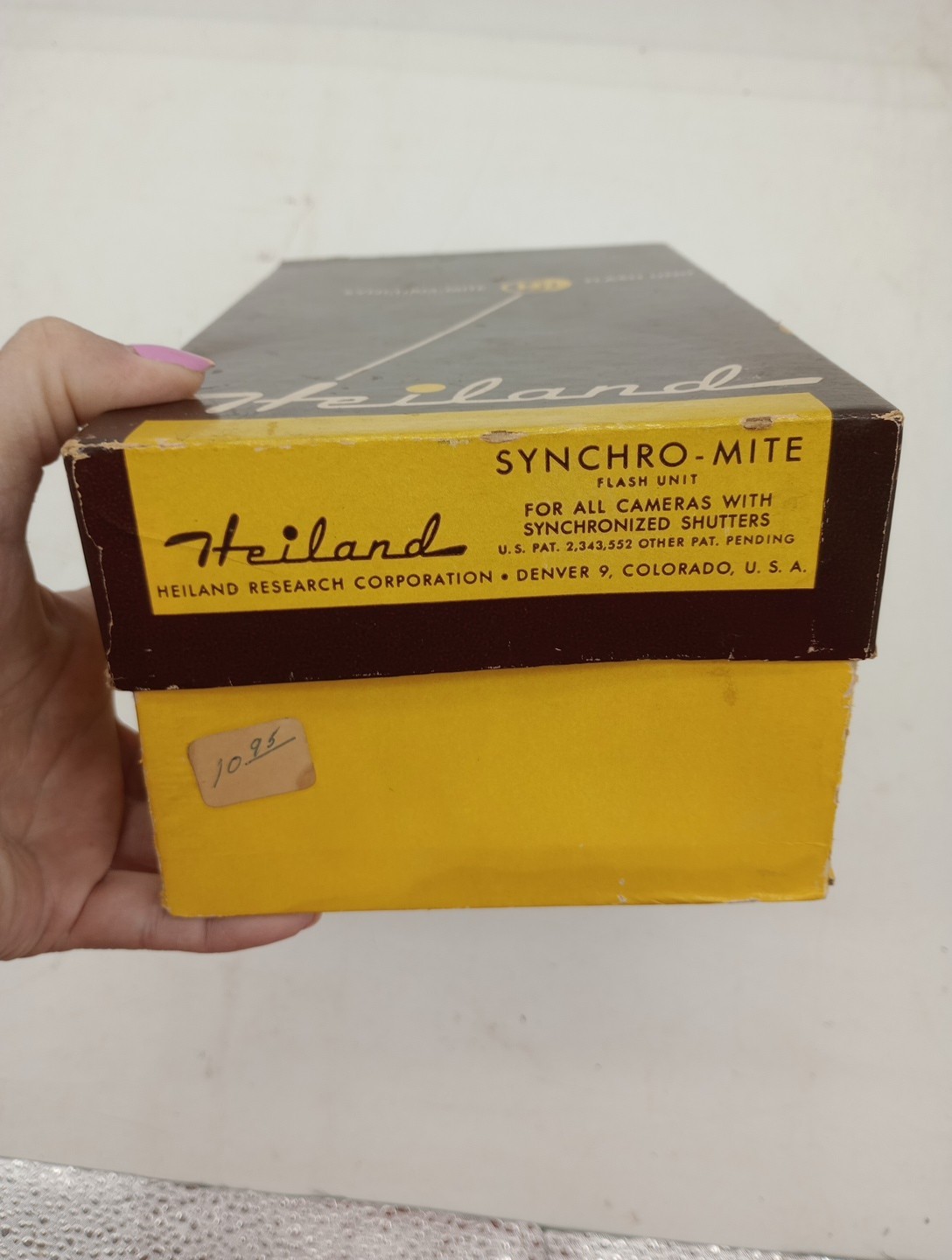 Vtg 1952 HEILAND SYNCHRO-MITE FLASH Mount Original Box & Paperwork Read Look