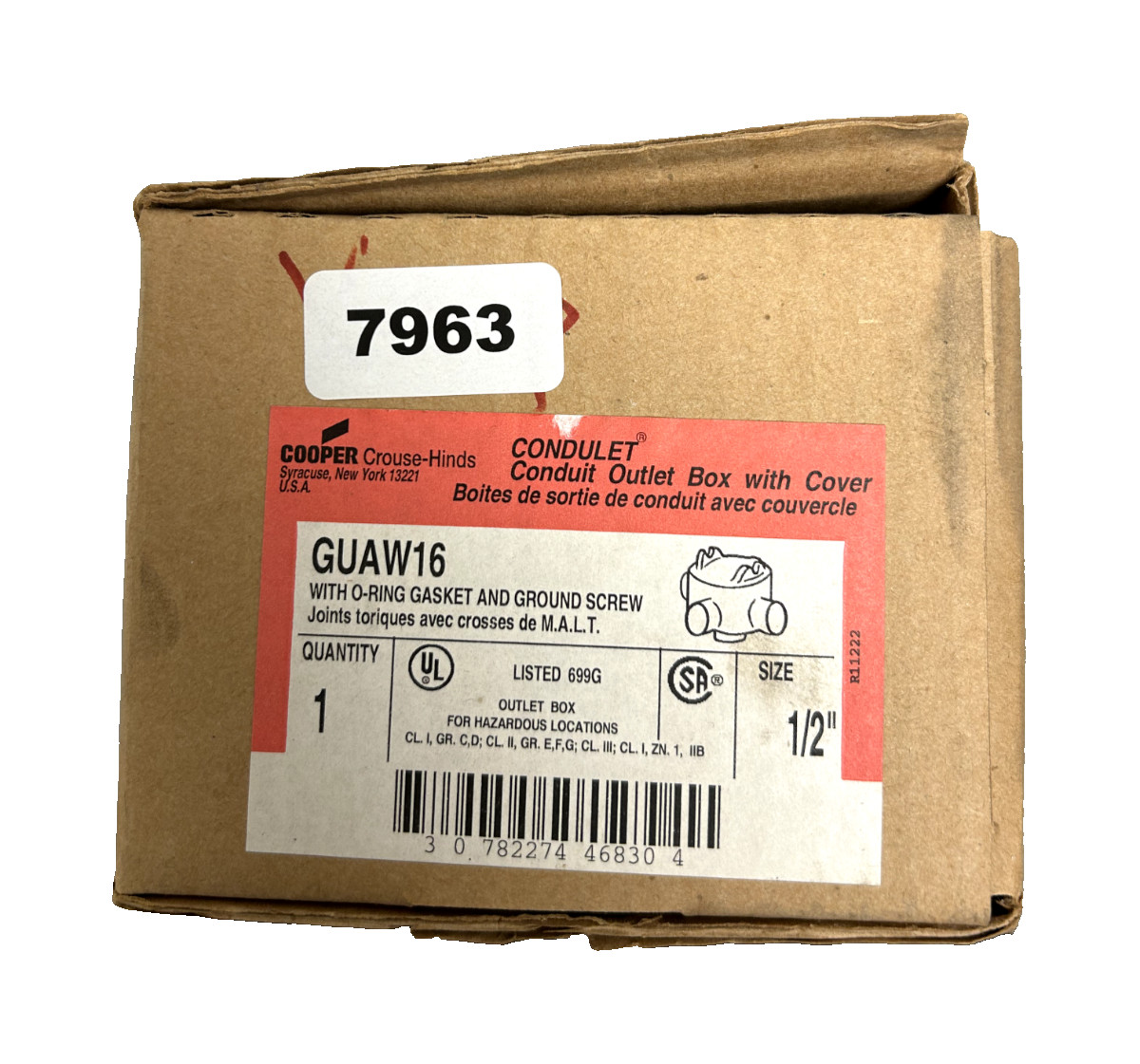 Cooper Crouse-Hinds GUAW16 Conduit Outlet Box w/ Cover