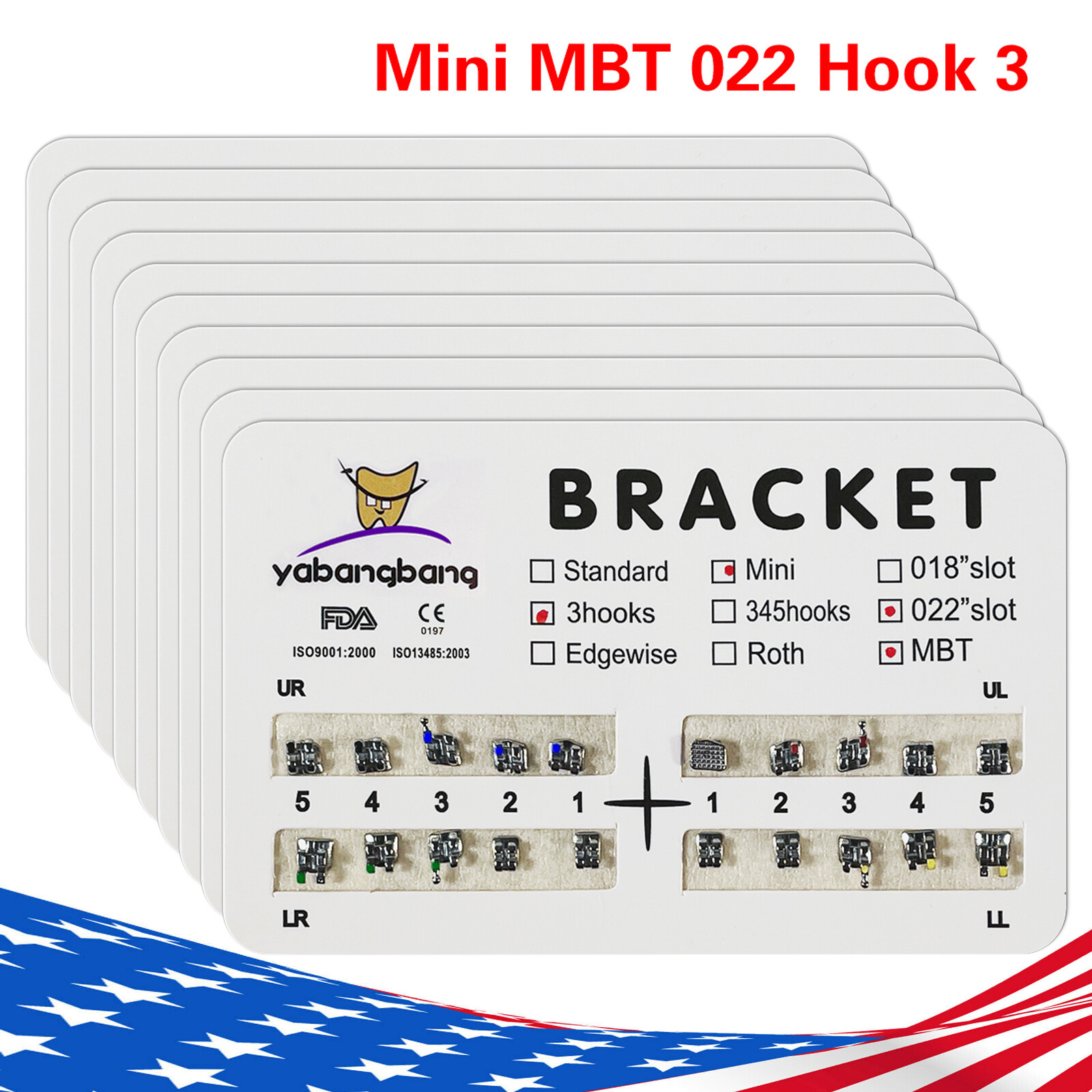10-200 Packs Dental Orthodontic Brackets Brace Metal Mini MBT.022 Hook 3